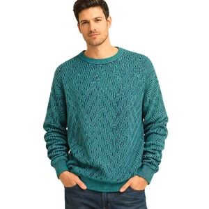 Vintage The Mens Store Sears Sweater M Green Herringbone Crewneck Pullover Indie